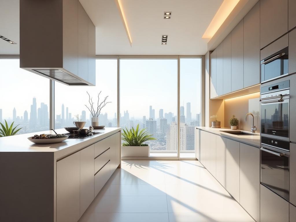 Stunning modern kitchen interior in Dubai apartment